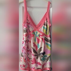 Dolce Cabo Pink Multicolor Lace Tank Top